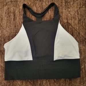 Athleta Black and White Halter Sports Bra with Removeable Padding